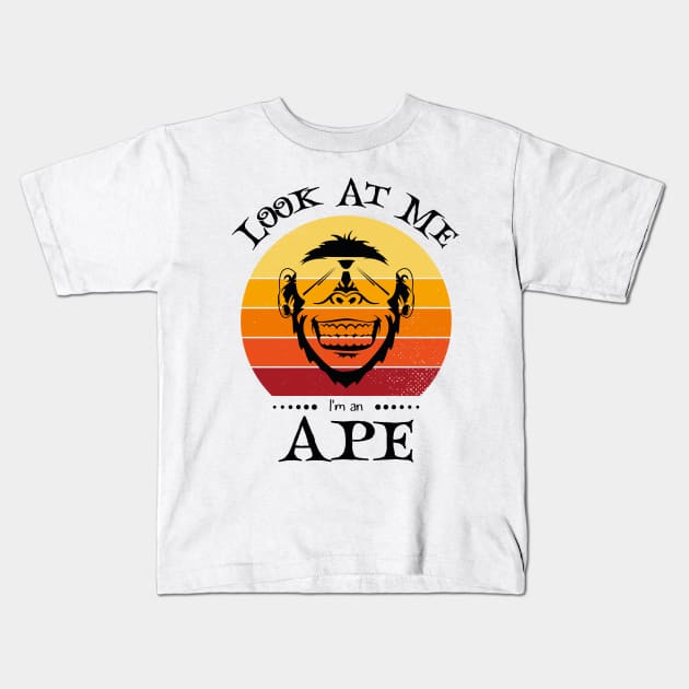 Funny Halloween Retro Vintage Ape Kids T-Shirt by Art master